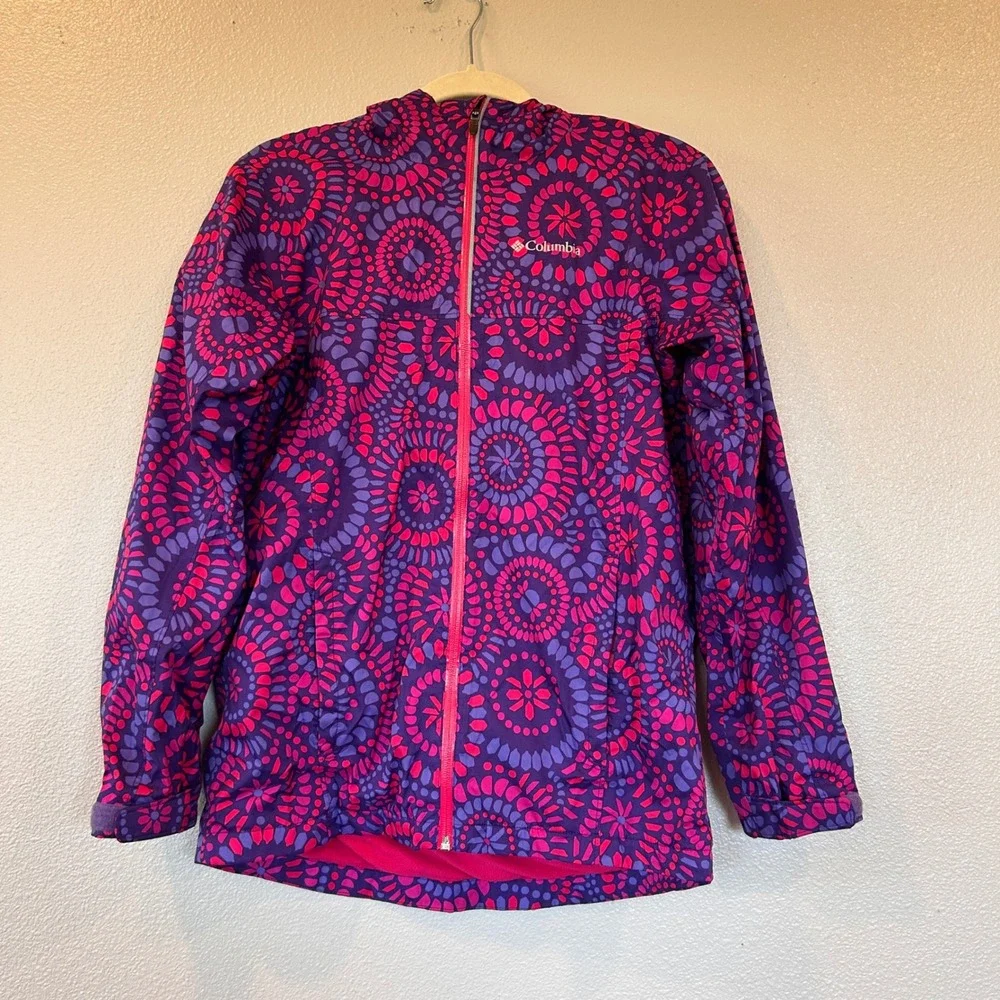 Columbia Sportswear Unisex Large Purple Pink Medallion Omni-Tech Hooded Jacket